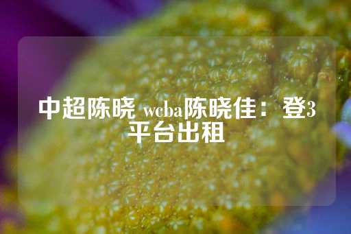 中超陈晓 wcba陈晓佳：登3平台出租-第1张图片-皇冠信用盘出租